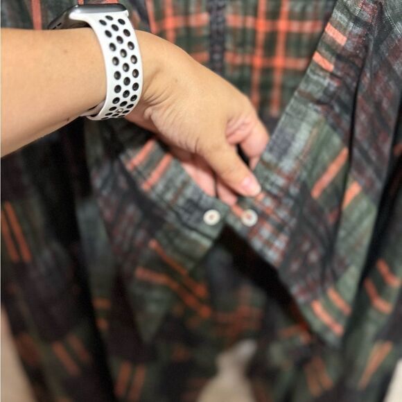 NEW Zola Premium Chic Plaid Cardigan in Green and Orange Size S - Picture 5 of 10